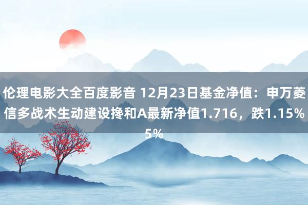 伦理电影大全百度影音 12月23日基金净值：申万菱信多战术生动建设搀和A最新净值1.716，跌1.15%