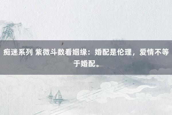 痴迷系列 紫微斗数看姻缘：婚配是伦理，爱情不等于婚配。